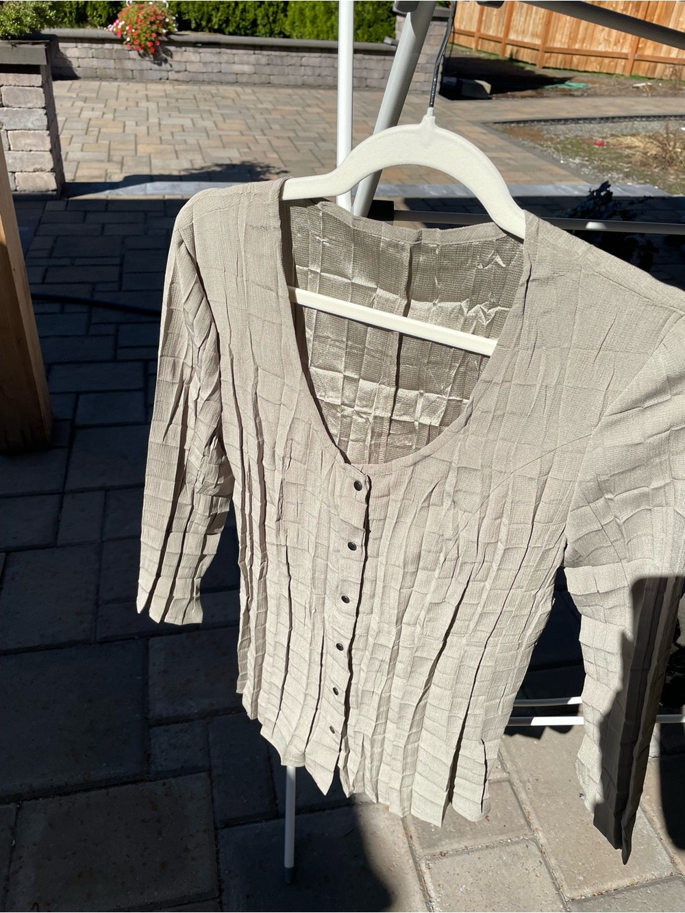 Babette San Francisco Crinkle Pleated Snap Front Blouse Lagenlook Small